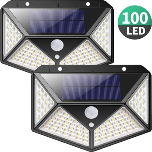 1/2/4pcs 100LED Solar Security Lights Motion Sensor Outdoor Wall Lights IP65 Waterproof Garden Path Lights With 3 Lighting Modes