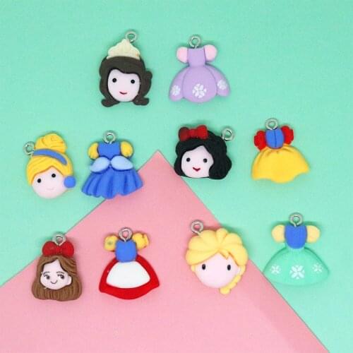 10Pcs 5pairs Kawaii Princess Dress Resin Charms Pendant for Jewelry Making DIY Flatback Cabochon Earrings Bracelet Accessories