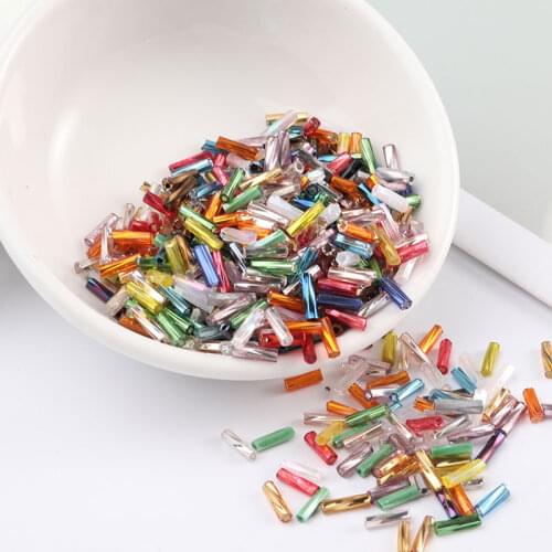 400Pcs Helical Seedbeads 11/0 Tube bead 2x6mm Twist Bugles Glass Seed Beads For DIY Bracelet Jewelry Dress Making 18 Colors