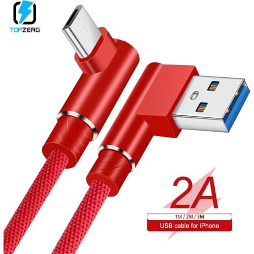 2A Fast Charging Micro USB Cable 90 Degree 3M Micro Charging USB Data Cable For Android Huawei Xiaomi Samsung Nylon USB Cord