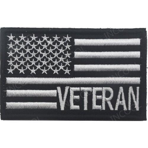 3D Embroidery Patch Veteran USA Flag American Flags Army Military Patches Tactical Emblem Appliques Embroidered Badges