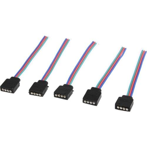 5 Pcs RGB LED Light Strips 4 Pin Female Connector Cable