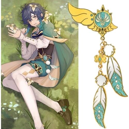 Game Genshin Impact Barbatos Venti Badge Brooch Metal Pin Cosplay Cartoon Costume Props Accessories