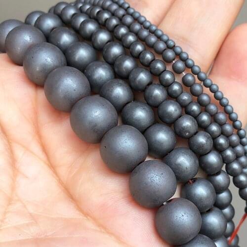 2-10mm Natural Matte Black Hematite Stone Beads Round Loose Spacer Beads For Jewelry Making Diy Charm Bracelet Necklace 15 Inch