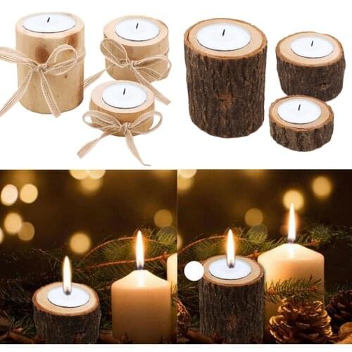 Wooden Crafts Candlestick succulent plants Flower Pot Hollow Wooden Stake Candle Holder Stand Candlestick Home Decoration