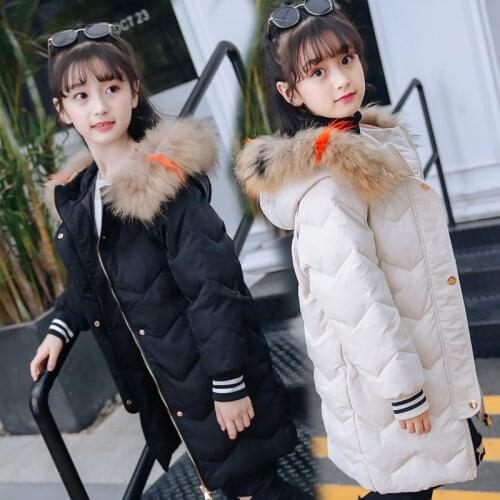 Children Girls Winter Down Jacket 2018 New Fur Hooded Thick Long Kids Girl clothes Coat Warm Parka Teenage Outwear 10 12 14 Year