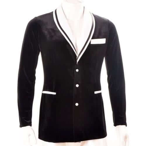 Elegant Man Dance Tops For Ballroom Dancing Standard Long Sleeve Velvet Tango Dance wear Rumba Waltz Practice Shirt DNV10356
