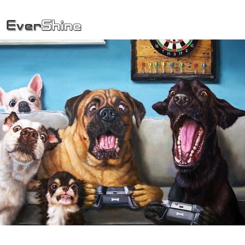 Evershine 5D DIY Diamond Embroidery Dog Cross Stitch Diamond Painting Animal Hobby Picture Rhinestones Mosaic Handmade Gift