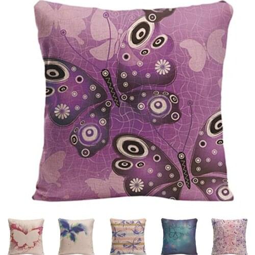 Cotton Linen Beautiful Butterfly Throw Pillow Case Decorative Cushion Cover Pillowcase Customize For Sofa Wedding Decoration