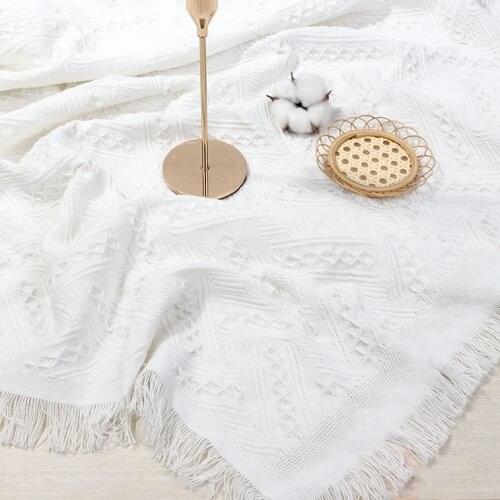 Tassel Tablecloth Large Size Home Decor Textile Thicken Lace Towel Table Cloth Pure White Dining Table Cover Table Cloths