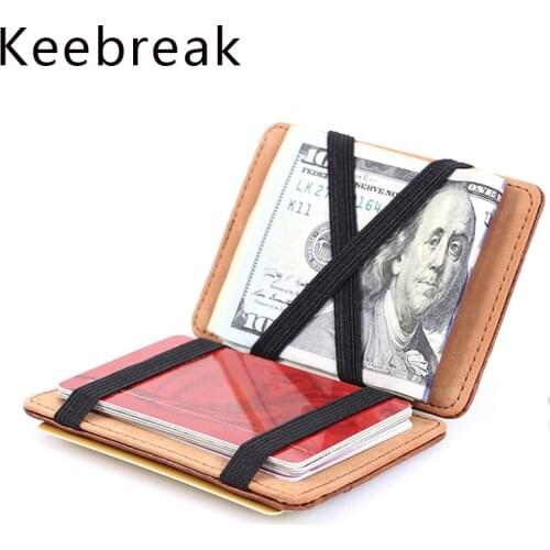 Keebreak RFID Magic Men Card Wallet Business Card Holder Case Slim Leather Thin Purse Money Bag Bank Cardholder pasjes houder