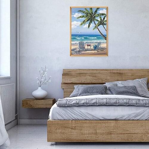 Paint with Diamond Embroidery "Sea View" Diamond Painting Full Round Picture of Rhinestone Home Decor
