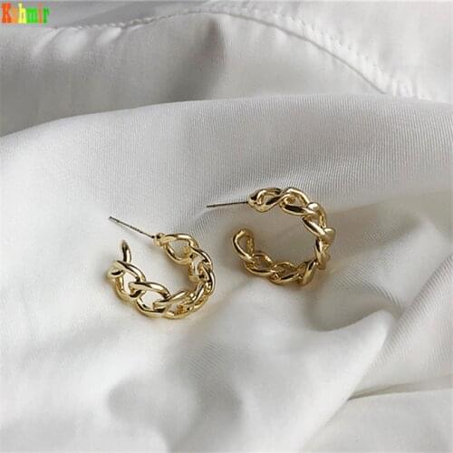 Kshmir S925 earrings metal gold chain design C-word earrings fashion womens earrings metal earrings trend 2020