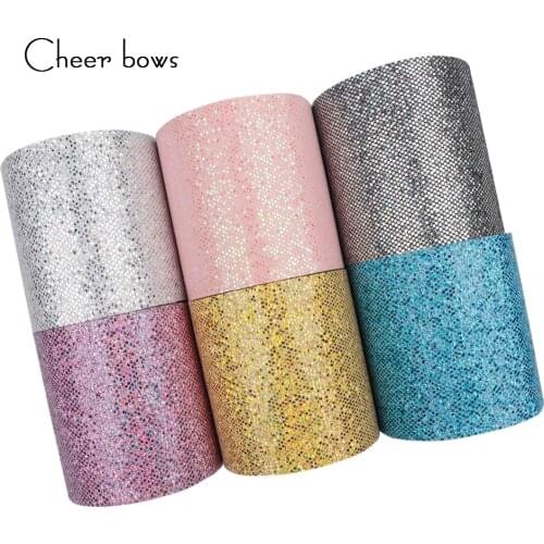 Cheer bows 2y/lot 75mm Glitter Ribbon Shiny Grid Sequin Webbing DIY Hair Bow Accessories For Home Textile Holiday Gift Wrapping