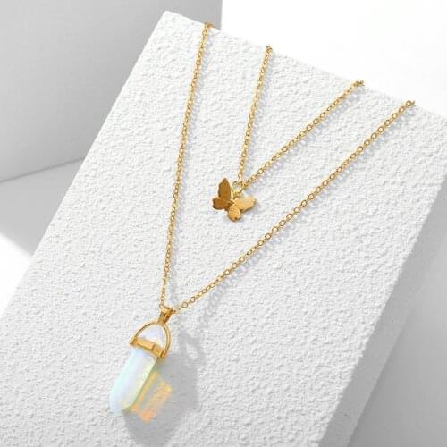 Fashion Bohemia Gold Metal Multilayer Cute Butterfly Necklace Women Necklace Clavicle Chain Pendant Necklace for Women Jewelry
