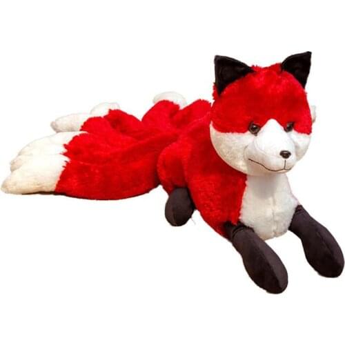 Cartoon nine-tailed white fox doll children plush toy white fox pillow cushion baby kids animals stuffed toy gift