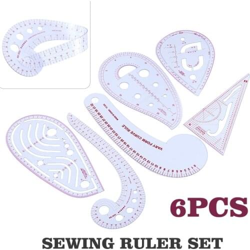 New Durable 6Pcs Sewing French Curve Ruler Set Metric Measure Dressmaking Tailor Tool Sewing Drawing Ruler