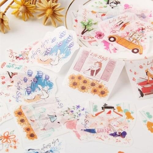 40pcs Special Shape Floral Diary Sticker Scrapbooking Stick Label Diary Bullet Journal Stickers Stationery