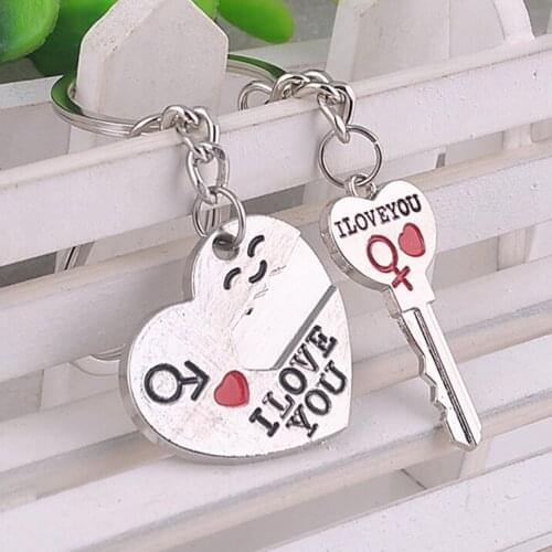 2020 Hot New Love Heart Lock Key Chains Valentine Day Gift Rings Bag Jewelry Wedding Trinket Key Ring