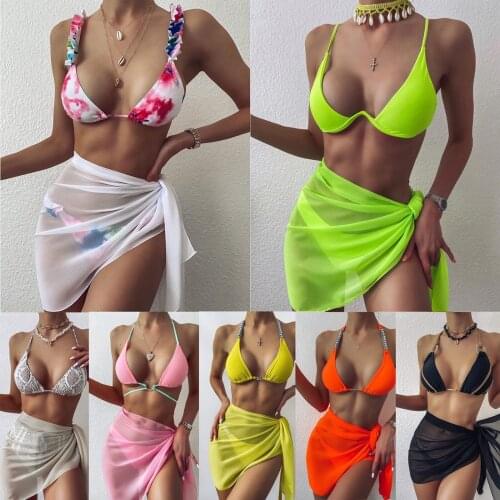 Sexy Women Chiffon Swimwear Pareo Scarf Cover Up Wrap Kaftan Sarong Beach Wear Candy Color Bikinis Cover-Ups Skirts Y2K