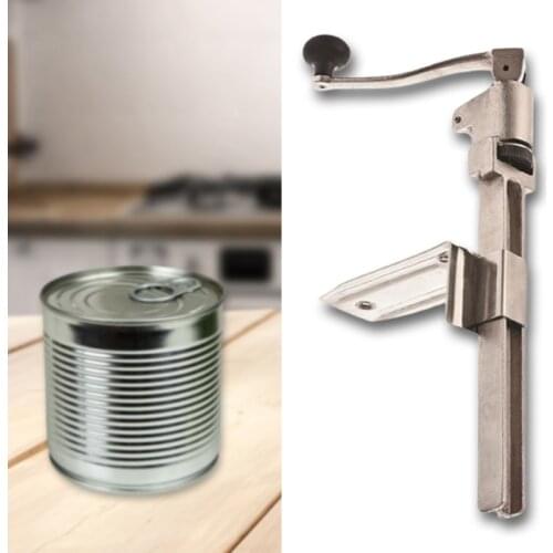 Food Grade Commercial Manual Can Opener with Angled Bar (Stainless Steel) Medium Duty Table Mount Kitchen Bar Cooking Tool