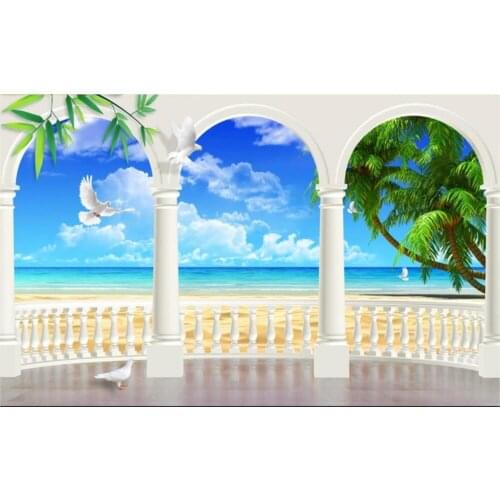 Custom photo wallpaper 3d wall murals wallpaper Mediterranean 3D European Roman Column TV Background wall papers for living room