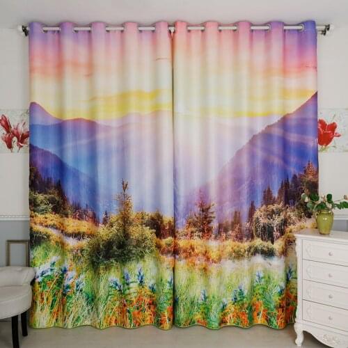 Custom Window Curtains for Living Room Bedroom Nursery Kid Children Room Window Tulle Sheer Drapes Scenic Montain Sunrise