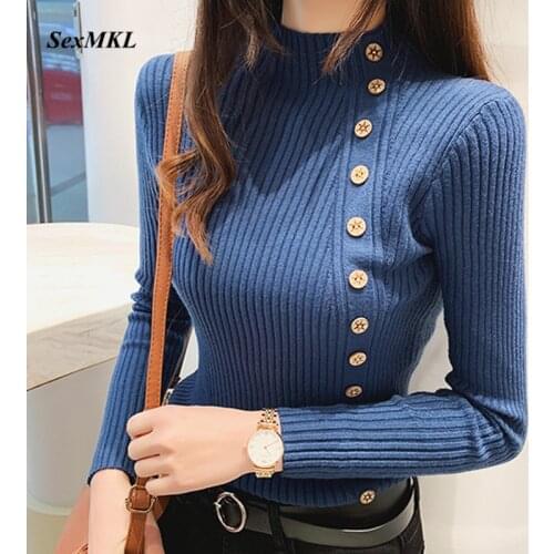 Women Knitted Winter Pullovers 2020 Fashion Long Sleeve White Black Sweaters Turtleneck Korean Clothes Elegant Pink Ladies Tops