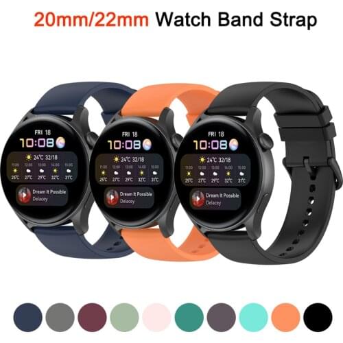 22mm 20mm Band For SAMSUNG Galaxy Watch 42mm 46mm Gear S3 Silicone Strap For Amazfit Bip GTR 42mm 47mm/Huawei Watch GT/GT2 Pro/3