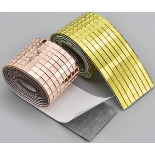2019 Roll Mini Square Self-Adhesive Mirror Mosaic Tiles Gold Color Real Glass Crafts Home Decor