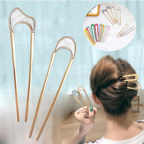 Japan Hair Sticks Women Hairclip Simplicity Colorful U Shape Girls Hairpins Hair Sticks Hair Accessories Headwear 2021 New