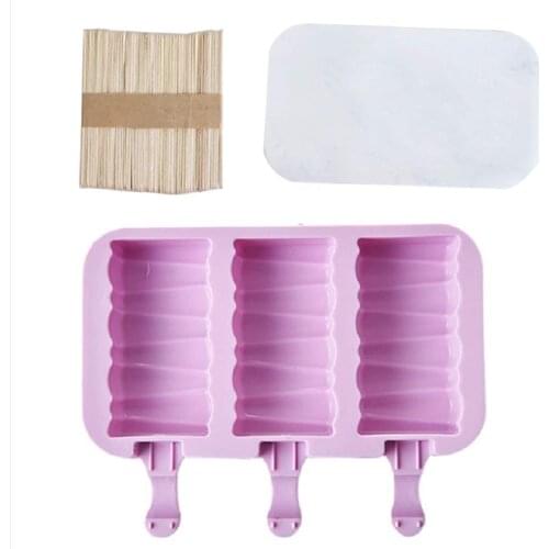 Silicone Cute Cartoon Ice Cream Molds Building Blocks Shape Popsicle Moulds Reusable BPA-Free Ice Pop Mold With Lids and Sticks