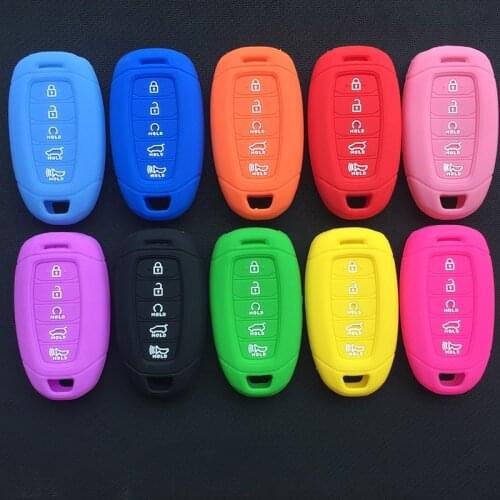 Silicone Car Key Cover FOB Case For Hyundai Ix35 Tucson Accent Santa Fe Solaris ELANTRA Azera 2018 Keyless 5 Buttons Key Cover
