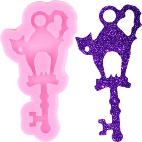 Super Glossy Halloween Cat Keychains Silicone Mold DIY Handmade Charms Molds Jewelry Making Necklace Moulds
