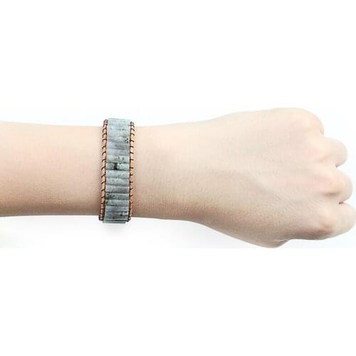 Light Flash Chakra Natural Stone Handmade Tube Beads Bracelet Jewelry Leather Wrap Bracelet Creative Couples Bracelets