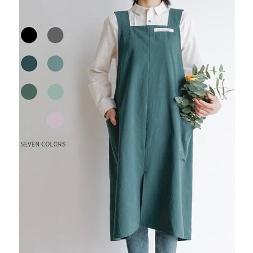 Japanese Apron Literary Solid Color Split Home Daily Florist Barista Roast Shop Work Clothes Fashion Simple