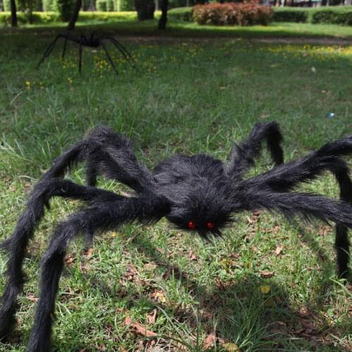 Yooap Halloween 2m spider bar ornament whole flower spider black plush spider halloween decoration