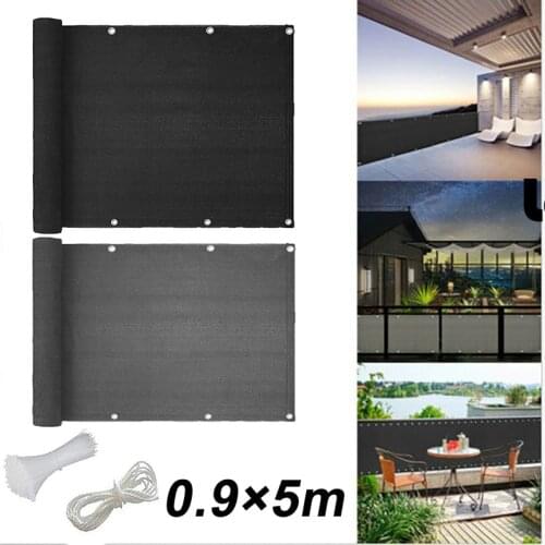 Balcony Safety Net Home Privacy Shade Sail Garden PE Buckle Sunscreen Net Gray Black Color