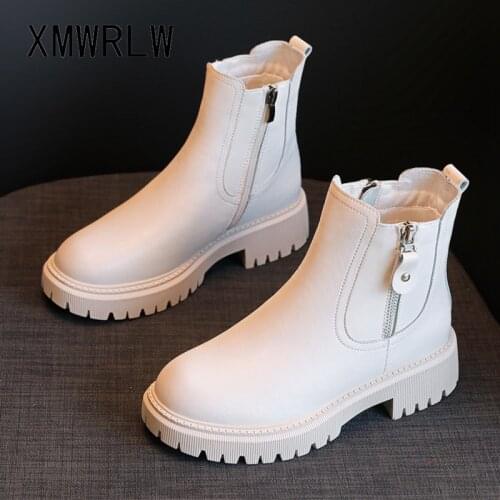 XMWRLW 2020 Autumn Winter Women Ankle Boots Genuine Leather Ladies Shoes Women Ankle Boots Rubber Sole Autumn Winter Shoes Boot