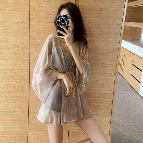 Swimsuit Womens 2020 New Three-Piece Set Blouse Bikini Sexy Conservative Covering Belly Thin Fairy Style Hot Spring Swimsuit