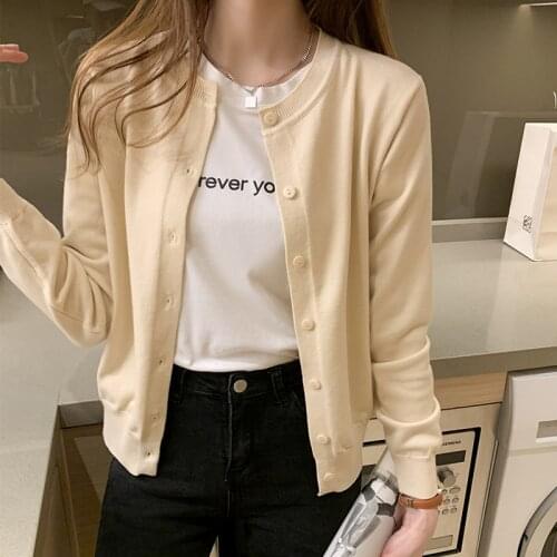 Harteen Knit Cardigan Women 2021 New Solid Long Sleeve Women Clothes Sweater Fahison Casual Smiple Spring Autumn Loose Femme Top
