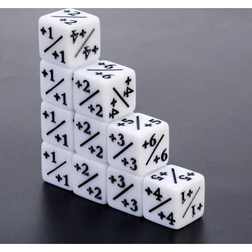 10Pcs White Dice Counters +1/+1 For Magic Gathering Gaming Table School Party Bar MTG RPG Funny Family Outdoor Games