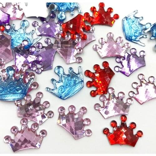 100pcs Crown Rhinestones Flat Back Acrylic Gems Crystal Stones Sewing Beads