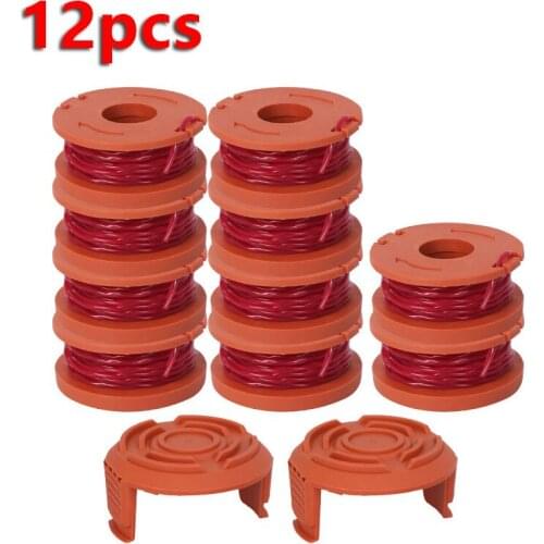 12pcs String Spools With Cap Cover For WORX WA0010 WG151 WG160 WG175 WG180 Lawn Mower Trimmer Garden Weed Grass Cutting