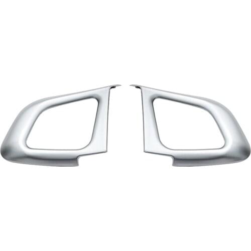2Pcs Chrome Interior Accessory Steering Wheel Button Sticker For Range Rover Evoque 2011-2017