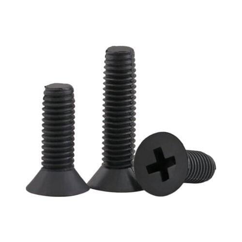 20pcs M4 Countersunk head Cross Nylon mechanical screw Flat heads bolt Insulated plastic black Phillips screws 6mm-30mm Length