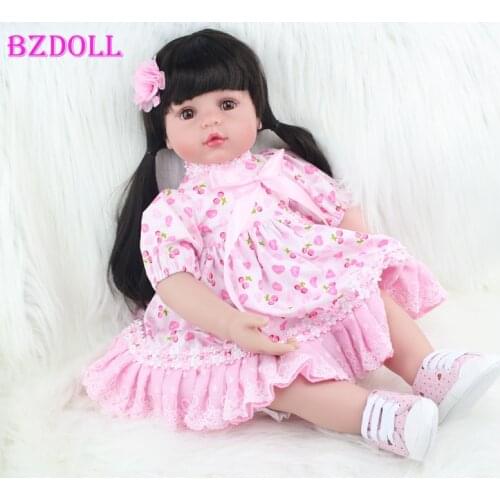 60cm Silicone reborn baby doll toy like real 24" vinyl princess babies girl doll birthday gift present bedtime play house toy