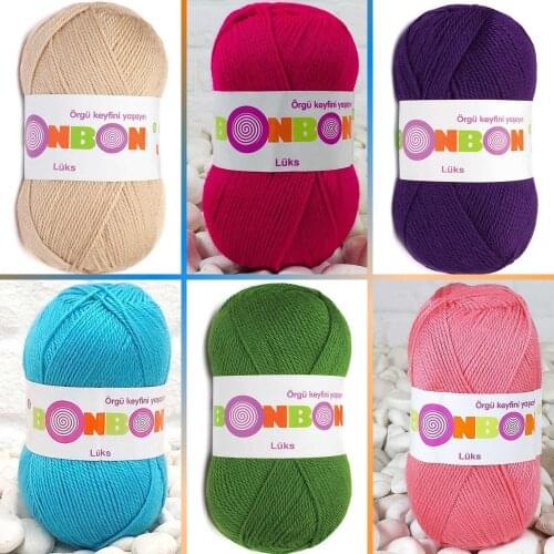 Acrylic Knitted Yarn - 13 Color Options - 240 Meters(100gr) - Bonbon lüks - Bedspread - Blanket - Top Wear - Shawl - Home Decoration - Bed Weave - Amigurumi - DIY
