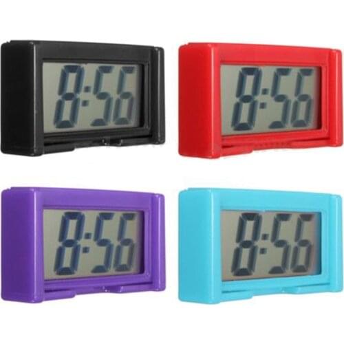 Mini LCD Display Automotive Digital Car Clock Self-Adhesive Stick Time Portable Small For Home Table Dashboard Accessories