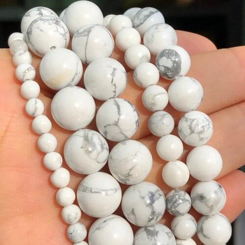 AAA Natural Stone White Turquoises Howlite Bead Loose Spacer Beads For Jewelry Making Diy Bracelet Accessories 3/4/6/8/10/12MM